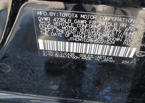 2017 Lexus Is 300 from USA, damaged, VIN JTHCM1D28H5021534